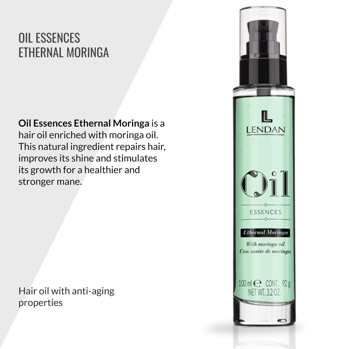 Lendan Ethernal Moringa back label highlighting ingredients and benefits