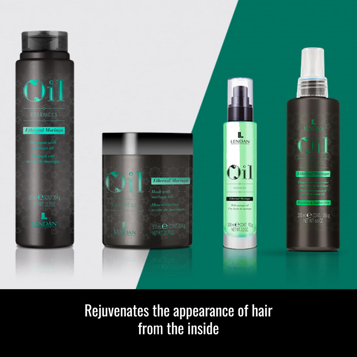 Lendan Ethernal Moringa combed-through ends showing reduced frizz