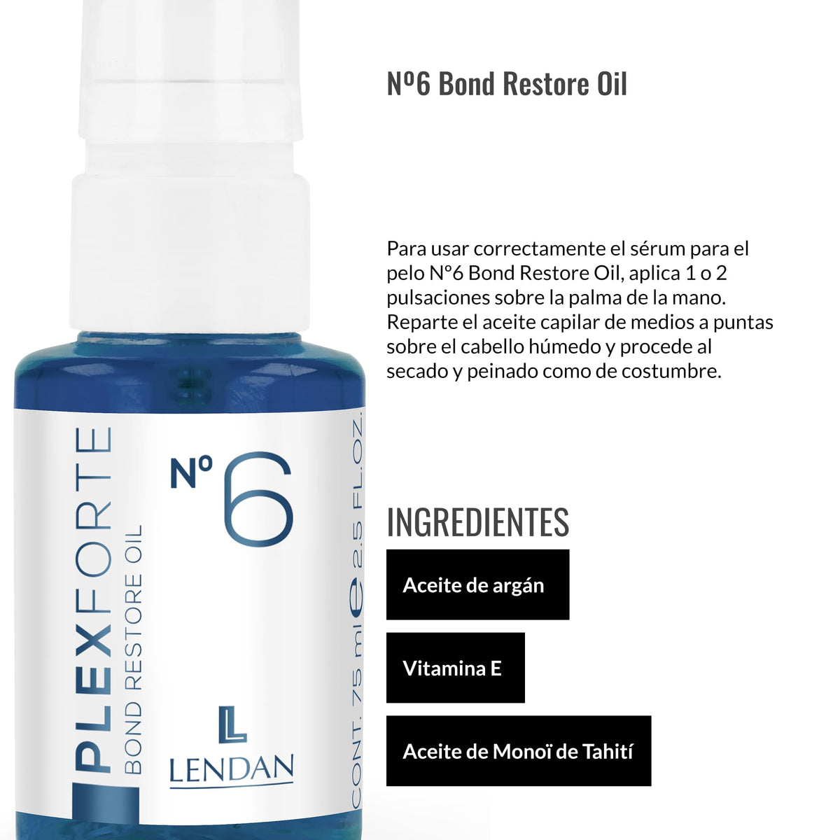 Lendan oil applied to damp hair mid-lengths to protect and smooth
