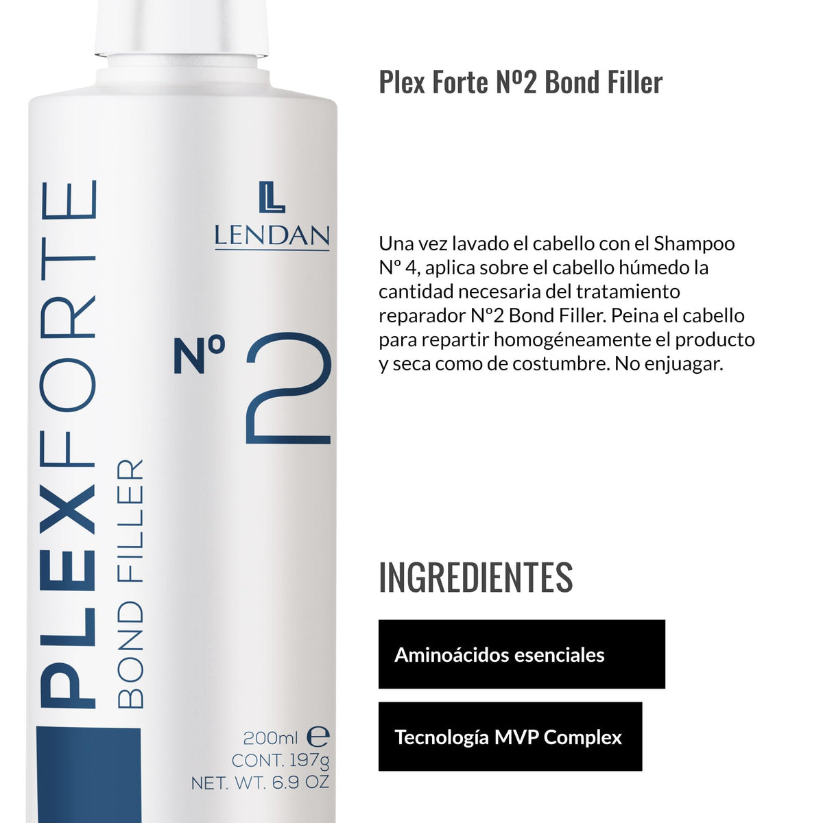 Lendan Plex Forte Nº2 applied to damp hair illustrating even distribution and leave-in protection