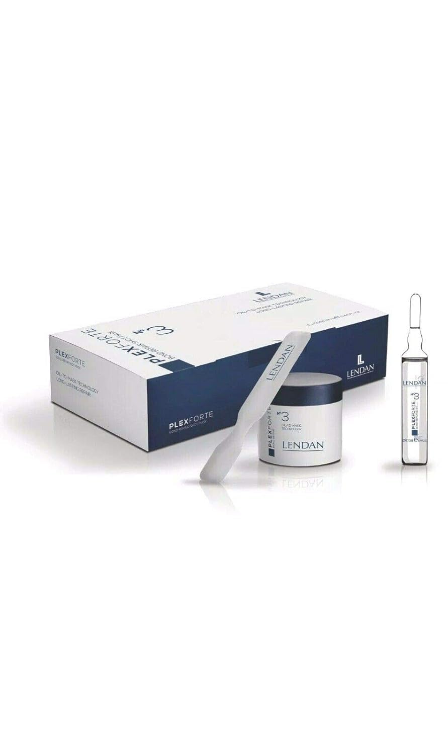 Lendan ampoule close-up highlighting Plex Cure active and concentrated repair
