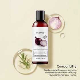 Leocfy shampoo being poured into hand showing easy application benefit