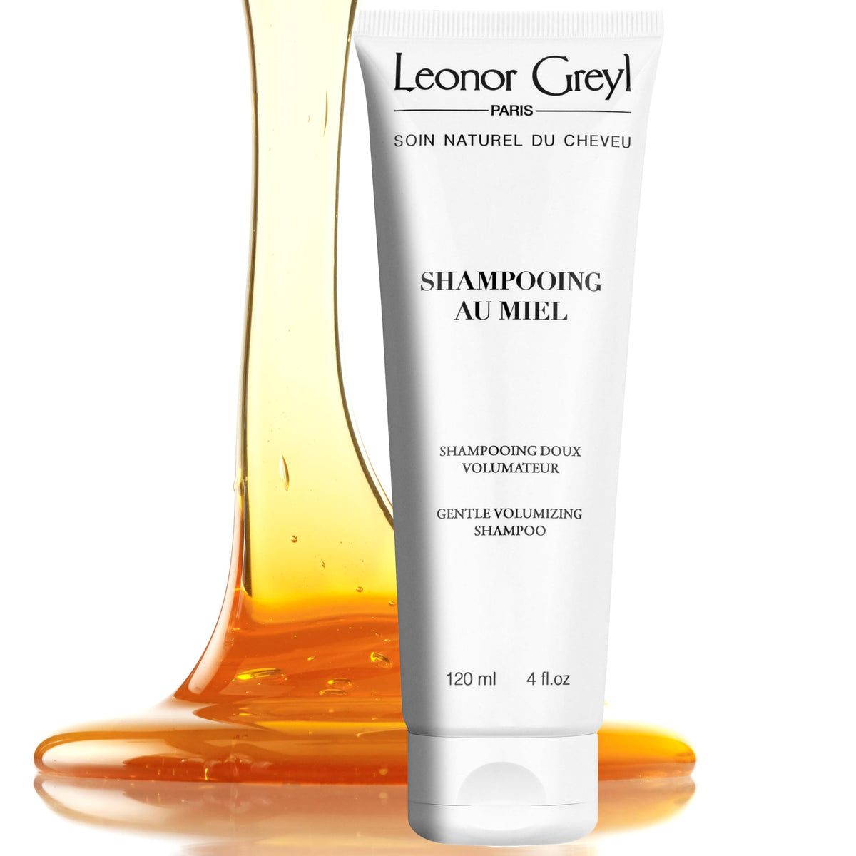 Leonor Greyl front packaging showing 4 fl oz bottle and product name, clarifies volume