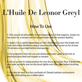 Leonor Greyl bottle label closeup showing French formulation benefits