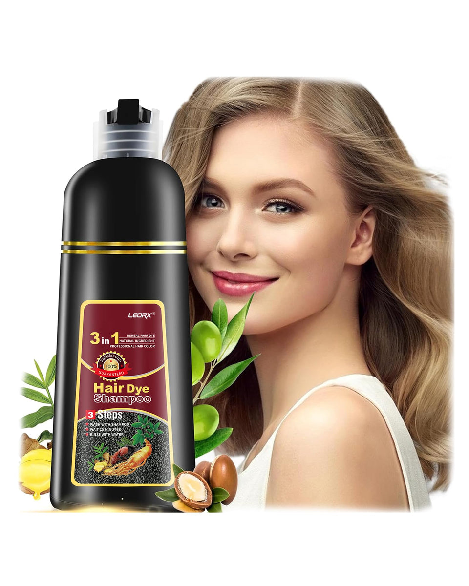 leorx front packaging chestnut brown showing product benefits and shade