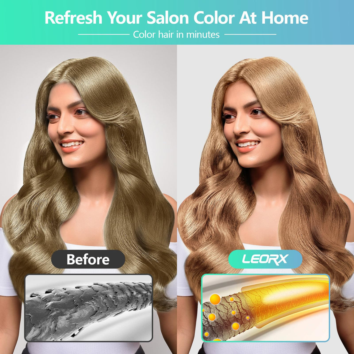 leorx pouring thick shampoo texture close-up for even color distribution benefit