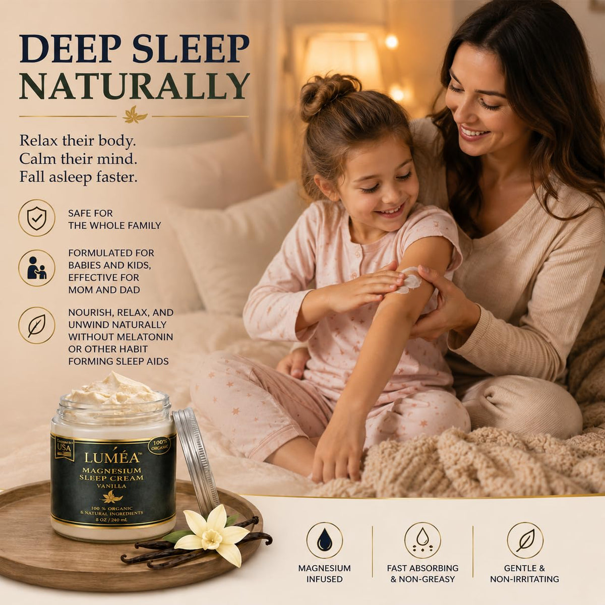 Lepac lotion texture close-up showing smooth, fast-absorbing cream