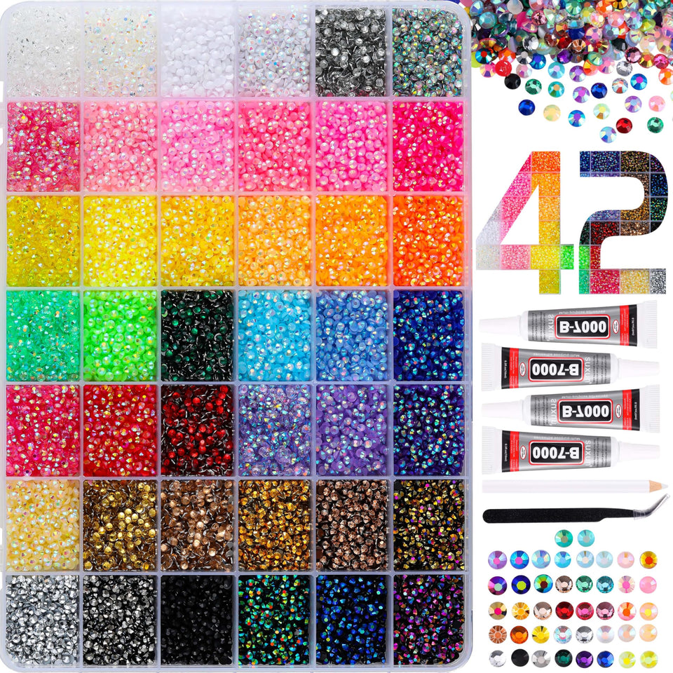 LERBOU front packaging showing full rhinestone kit and tools for instant crafting