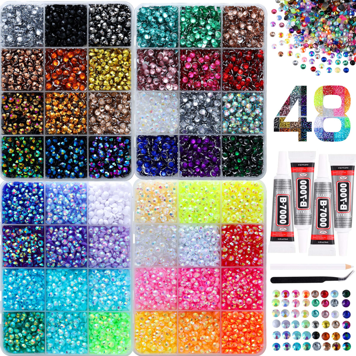 LERBOU kit front packaging showing rhinestones and tools for easy project start