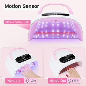 LetGoShop hand in lamp showing auto sensor activation for hands-free curing