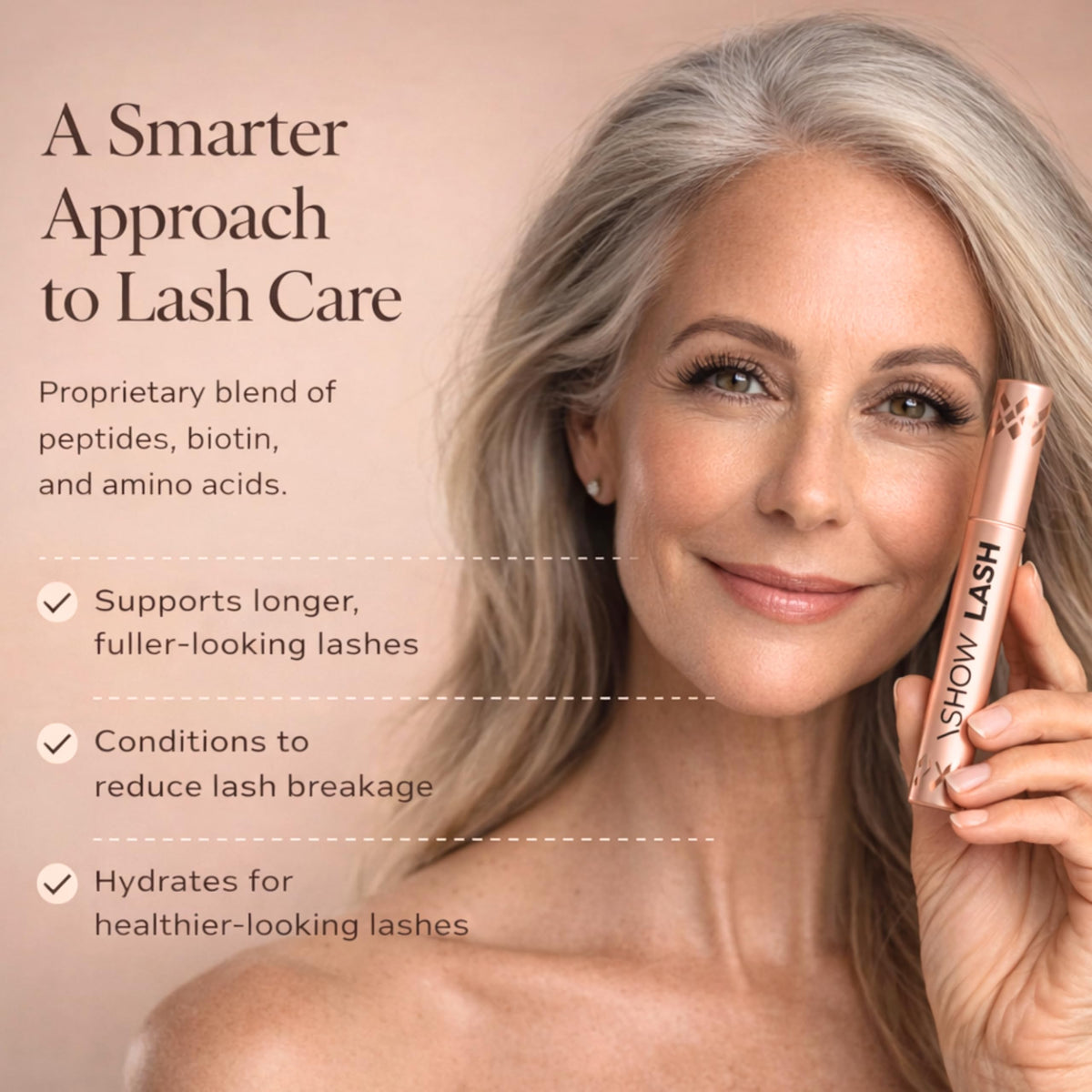 LeVaye' being applied along upper lash line demonstrating easy nightly use