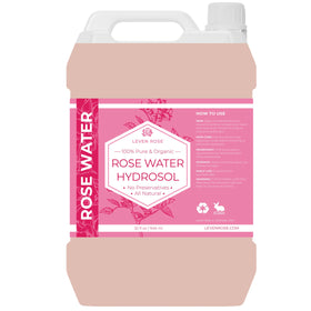 Leven Rose front bottle showing 32 oz refill and clear hydrosol benefits
