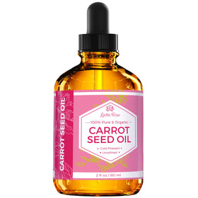Leven Rose label close-up highlighting pure cold-pressed carrot seed oil details