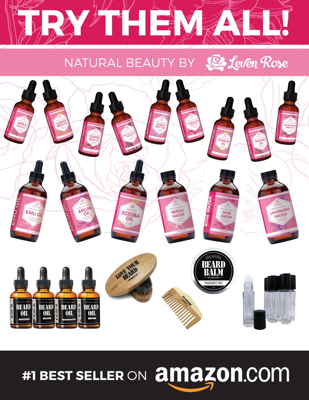 Leven Rose bottle on vanity in bathroom setting suggesting everyday skincare use