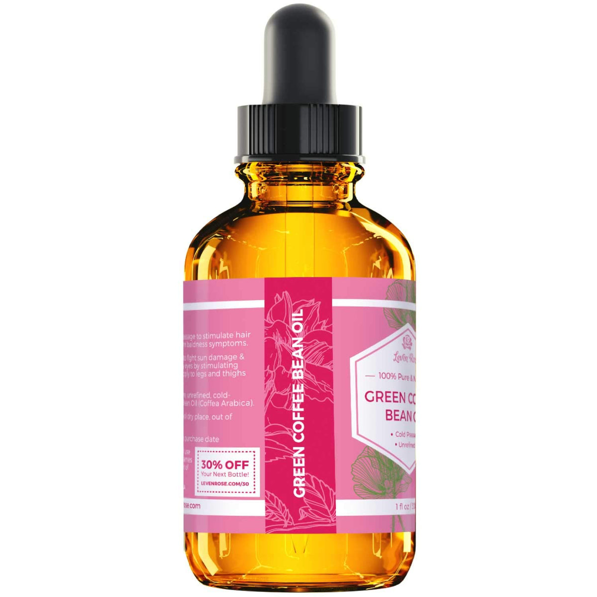 Leven Rose dropper dispensing oil onto hand for precise application