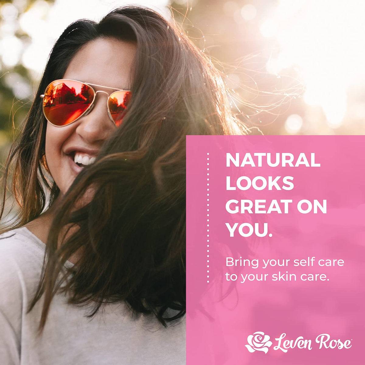 Leven Rose dropper dispensing oil into hand for easy nighttime application