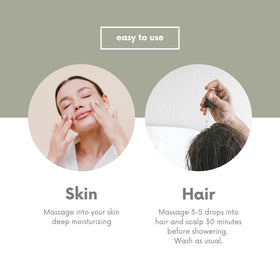 Leven Rose oil on hand demonstrating non-greasy feel and deep hydration