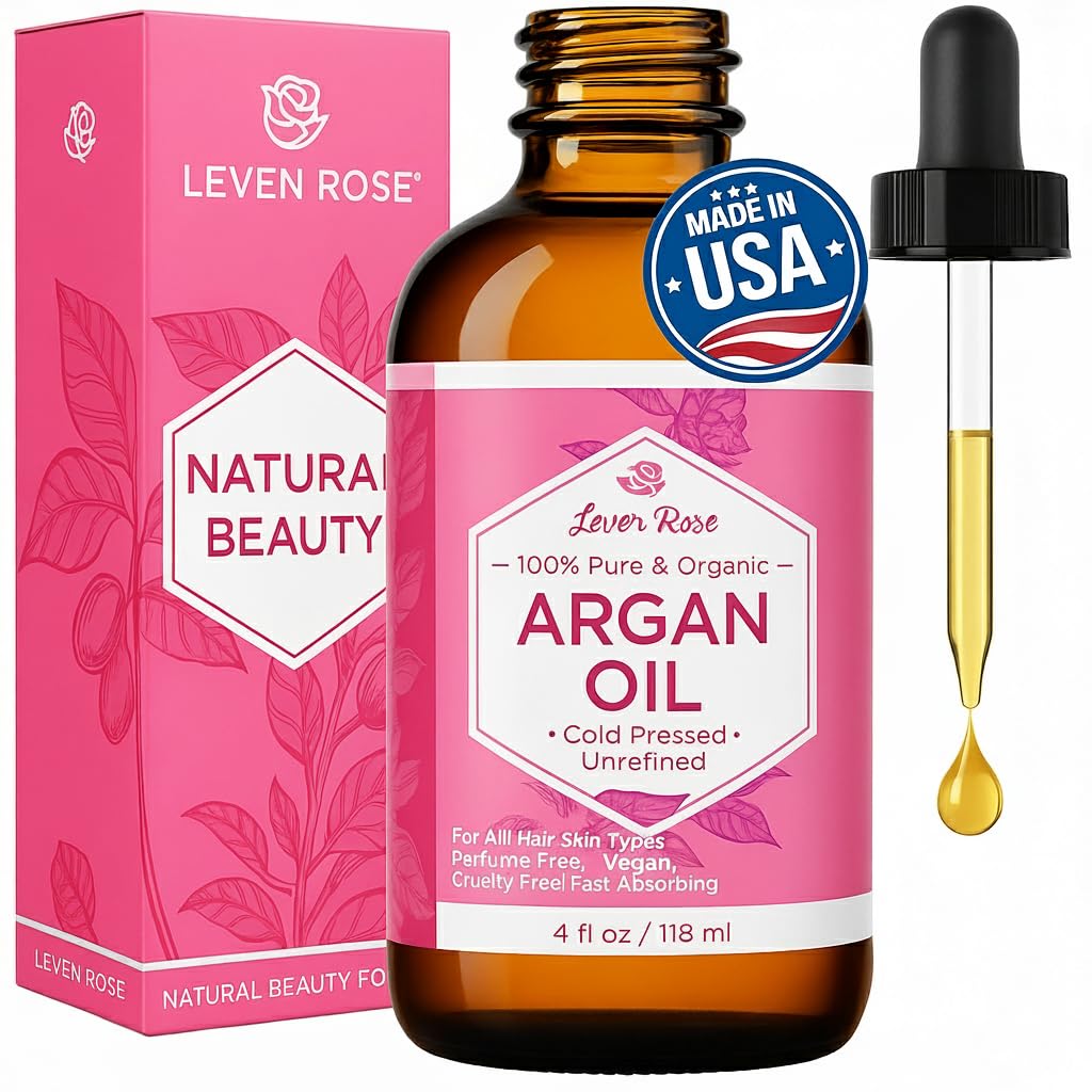 Leven Rose front bottle showing pure argan oil and product clarity benefit