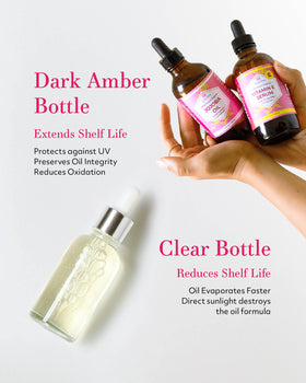 Leven Rose ingredient bottles with rosemary and peppermint showing botanical sourcing