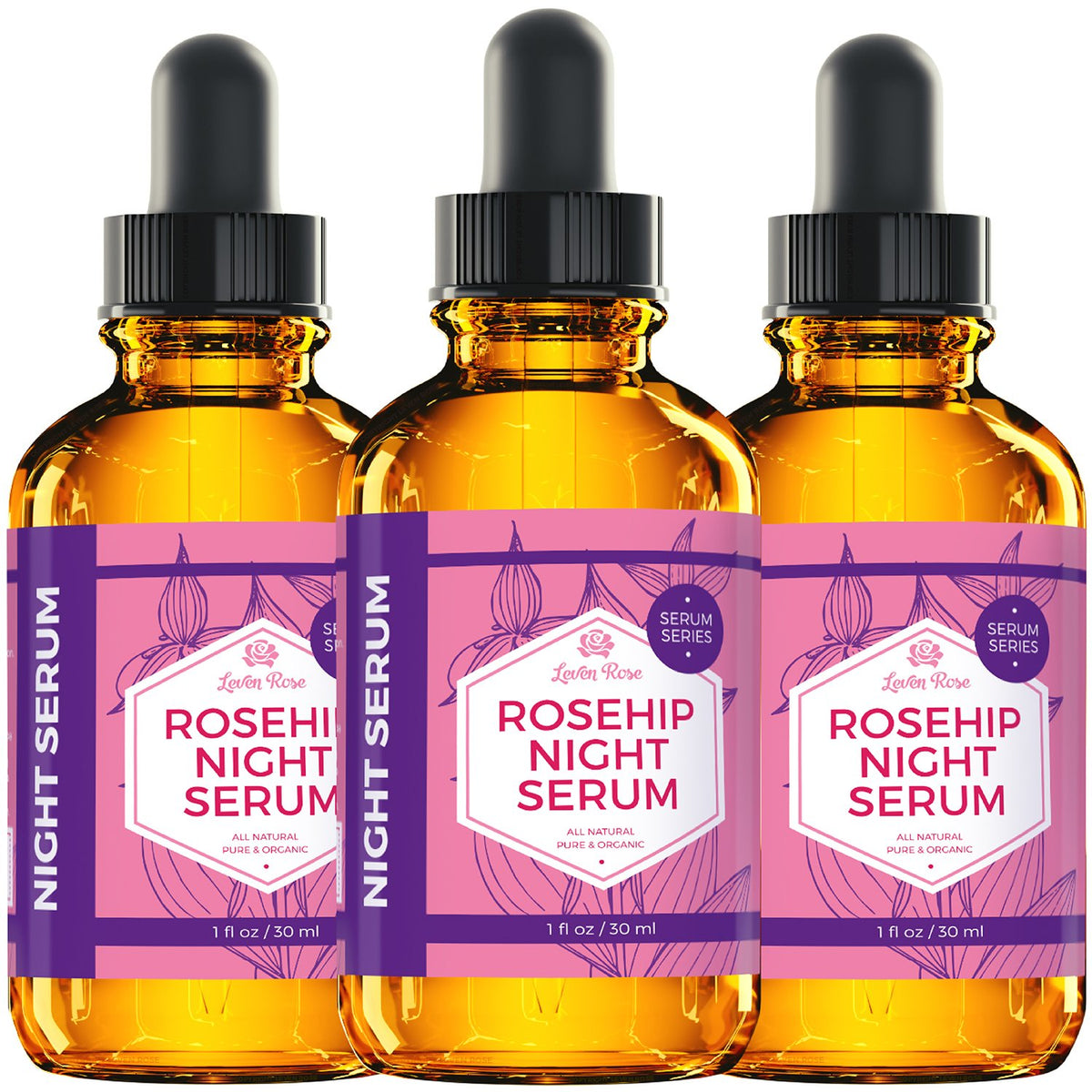 Leven Rose label ingredients detail highlighting organic botanical benefits