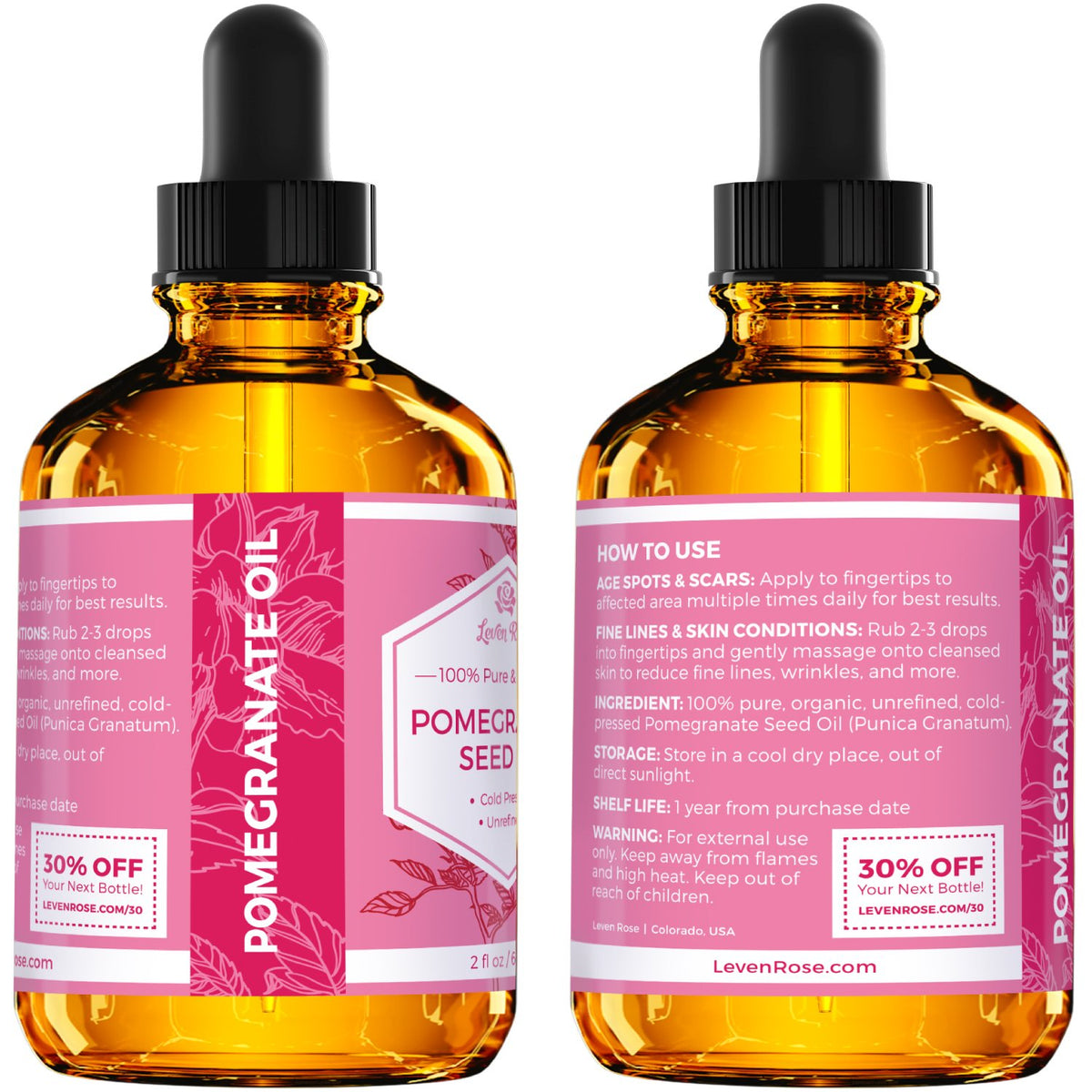 Leven Rose applied to hair ends, adding shine and reducing frizz