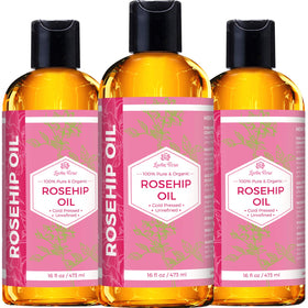 Leven Rose bottle beside everyday items showing 16 oz scale and value