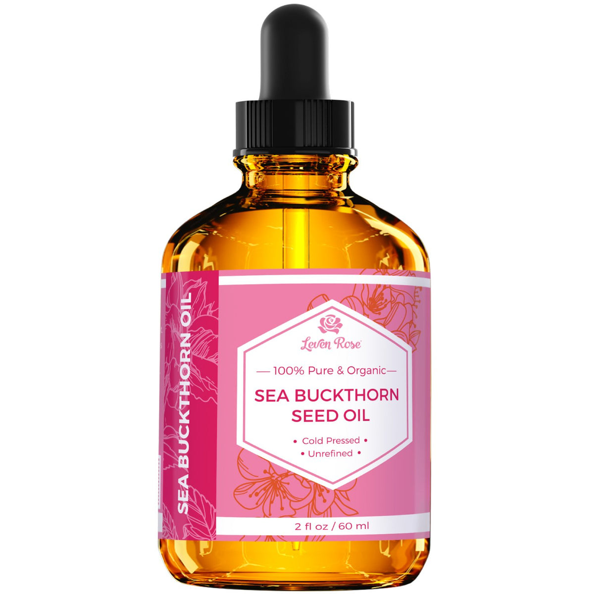 Leven Rose bottle beside ruler, illustrates compact 2 oz size