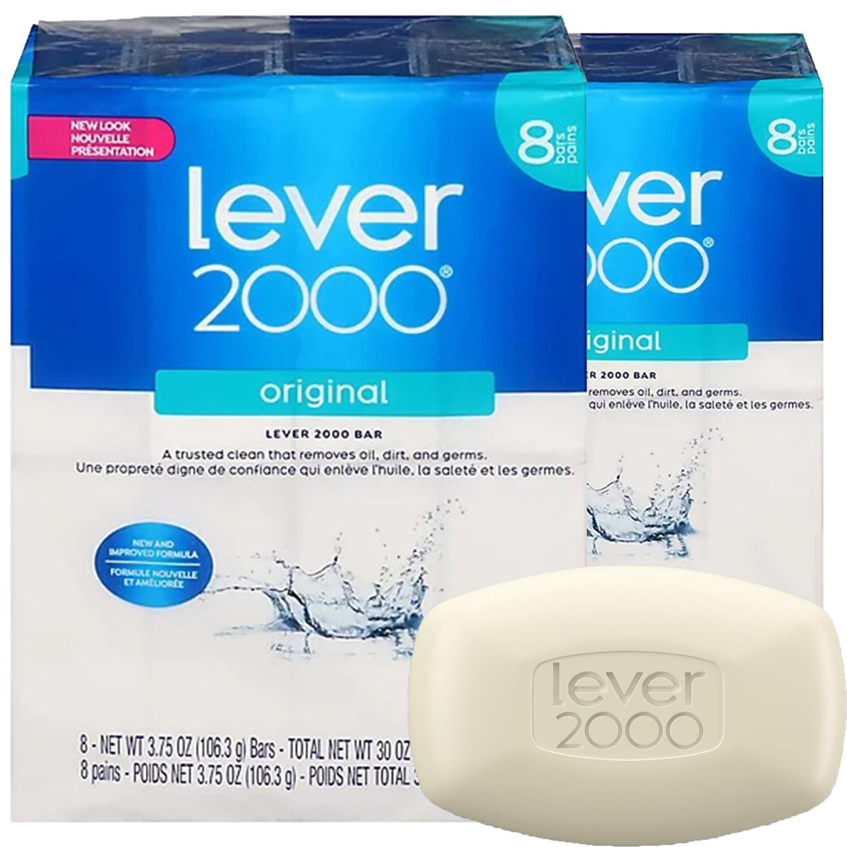 Lever 2000 front packaging showing eight bars for easy identification and value