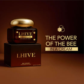 LHIVE dark glass jar label close-up emphasizing clean formula transparency