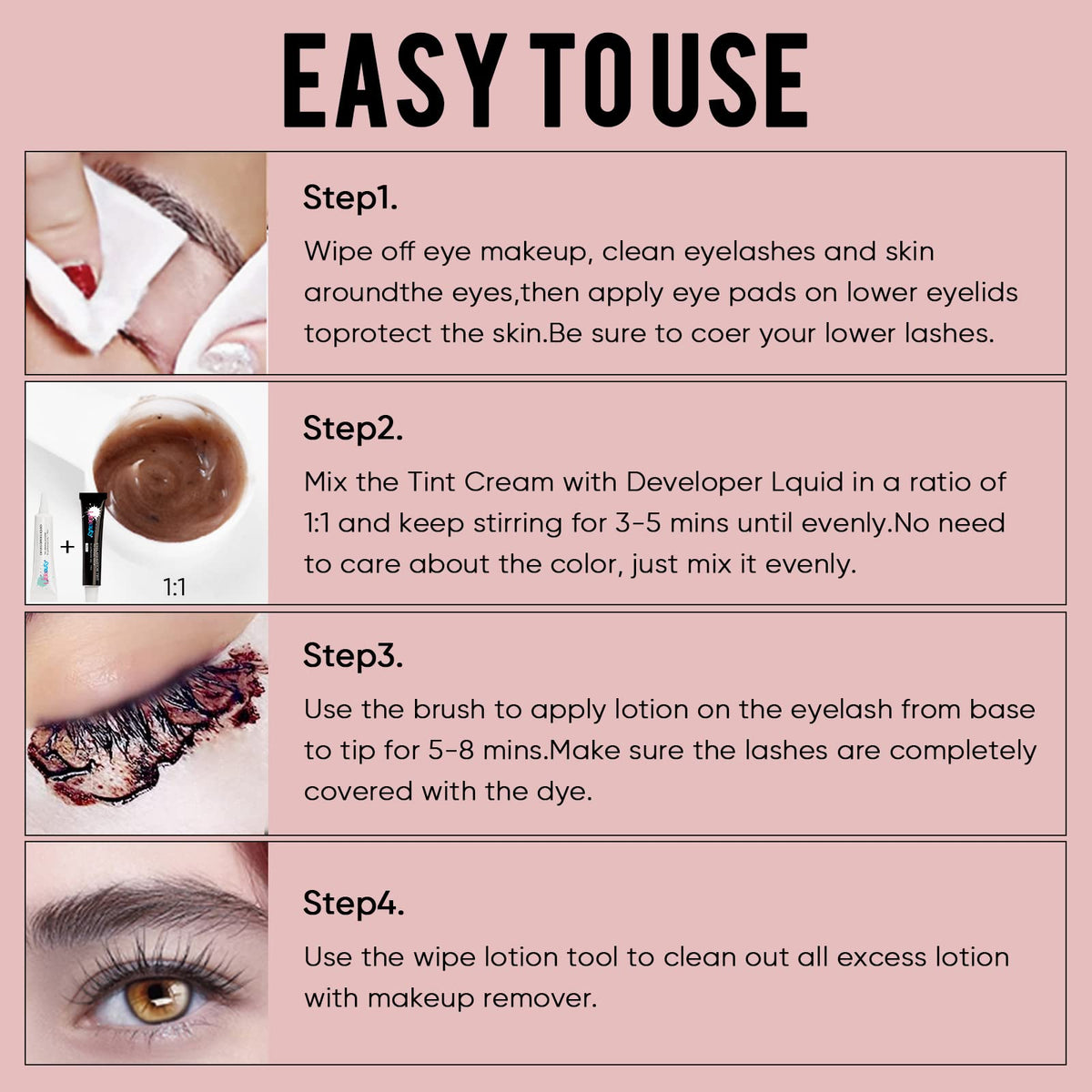 Libeauty before and after lashes showing fuller darker lashes for low-maintenance beauty