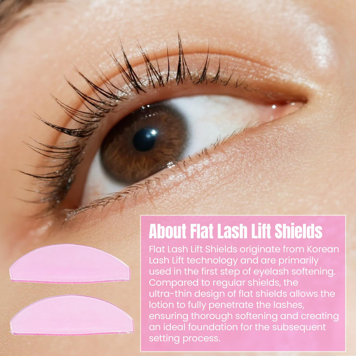 Libeauty flat shields 1mm thin profile demonstrating close eyelid fit