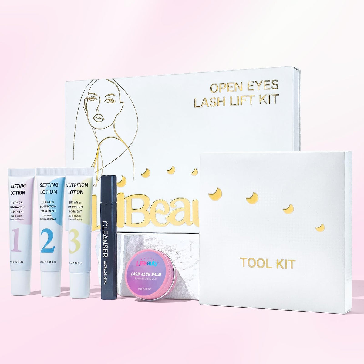 Libeauty kit on bathroom vanity for at-home salon-style treatment