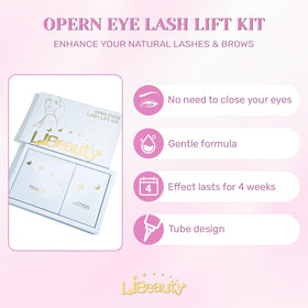 Libeauty open-eye lift pads applied on model for comfortable lifting