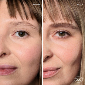 LiBrow before and after comparison illustrating darker, thicker-looking brows over time