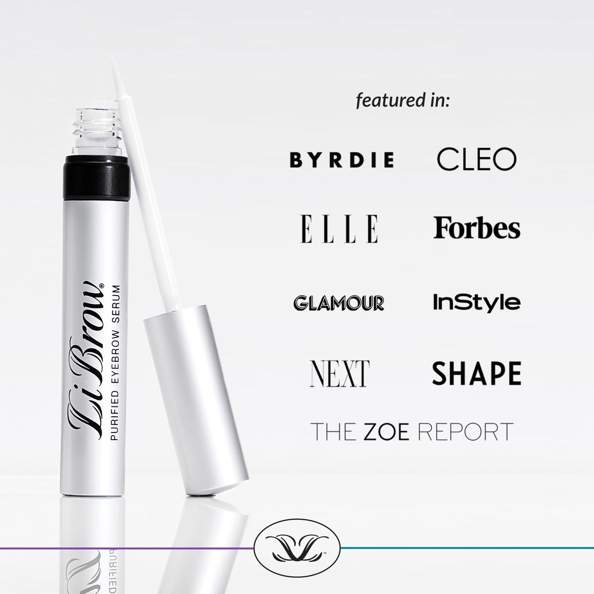 LiBrow lifestyle bathroom vanity scene showing serum as part of daily beauty routine