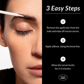 LiBrow serum texture on fingertip showing smooth application benefit
