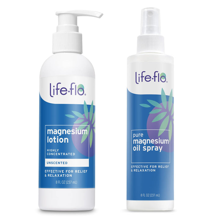 LIFE-FLO front packaging bundle showing both 8 oz bottles and labels, clear product identity and benefits