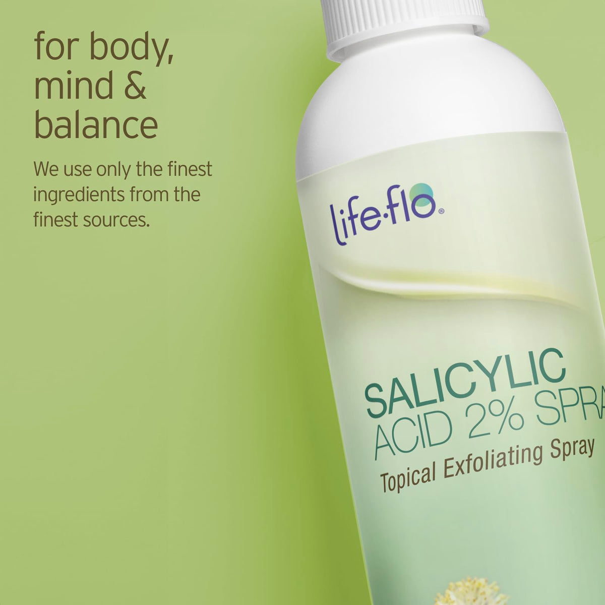 LIFE-FLO label ingredients panel showing key actives and clean formulation