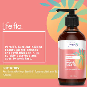 LIFE-FLO amber glass bottle detail protecting oil freshness