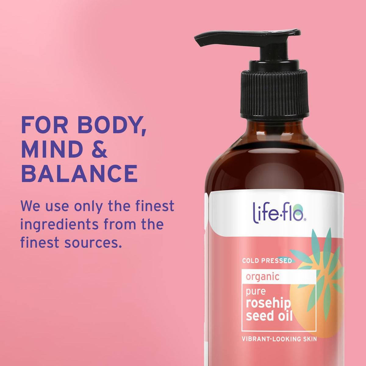 LIFE-FLO applying rosehip oil on hand to demonstrate hydration