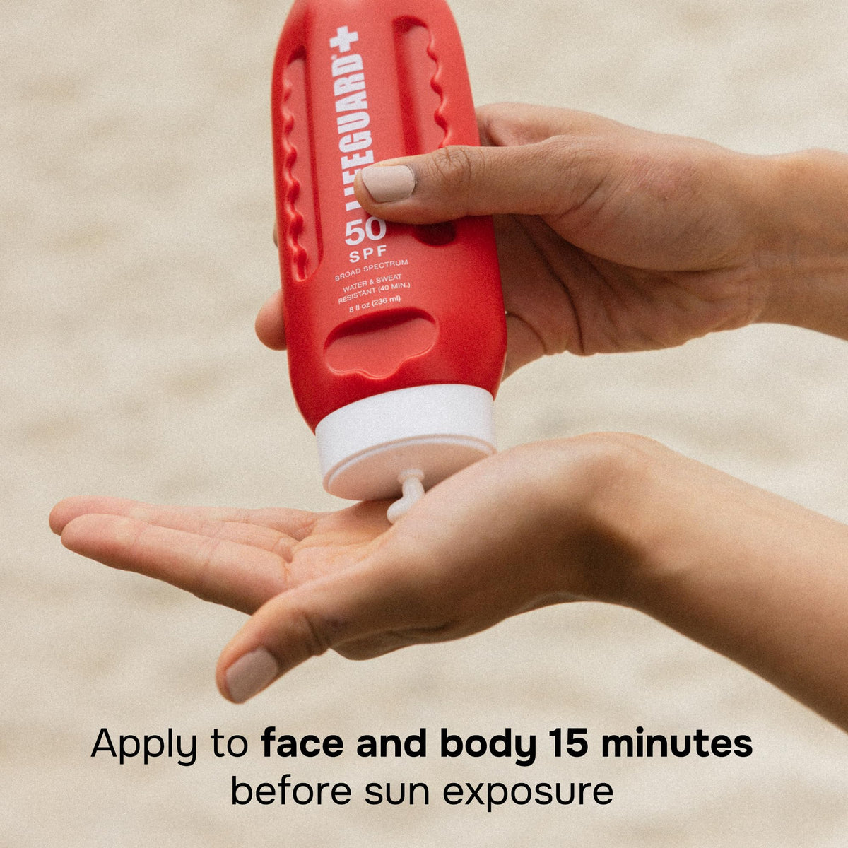 LIFEGUARD lotion texture closeup demonstrating quick absorption