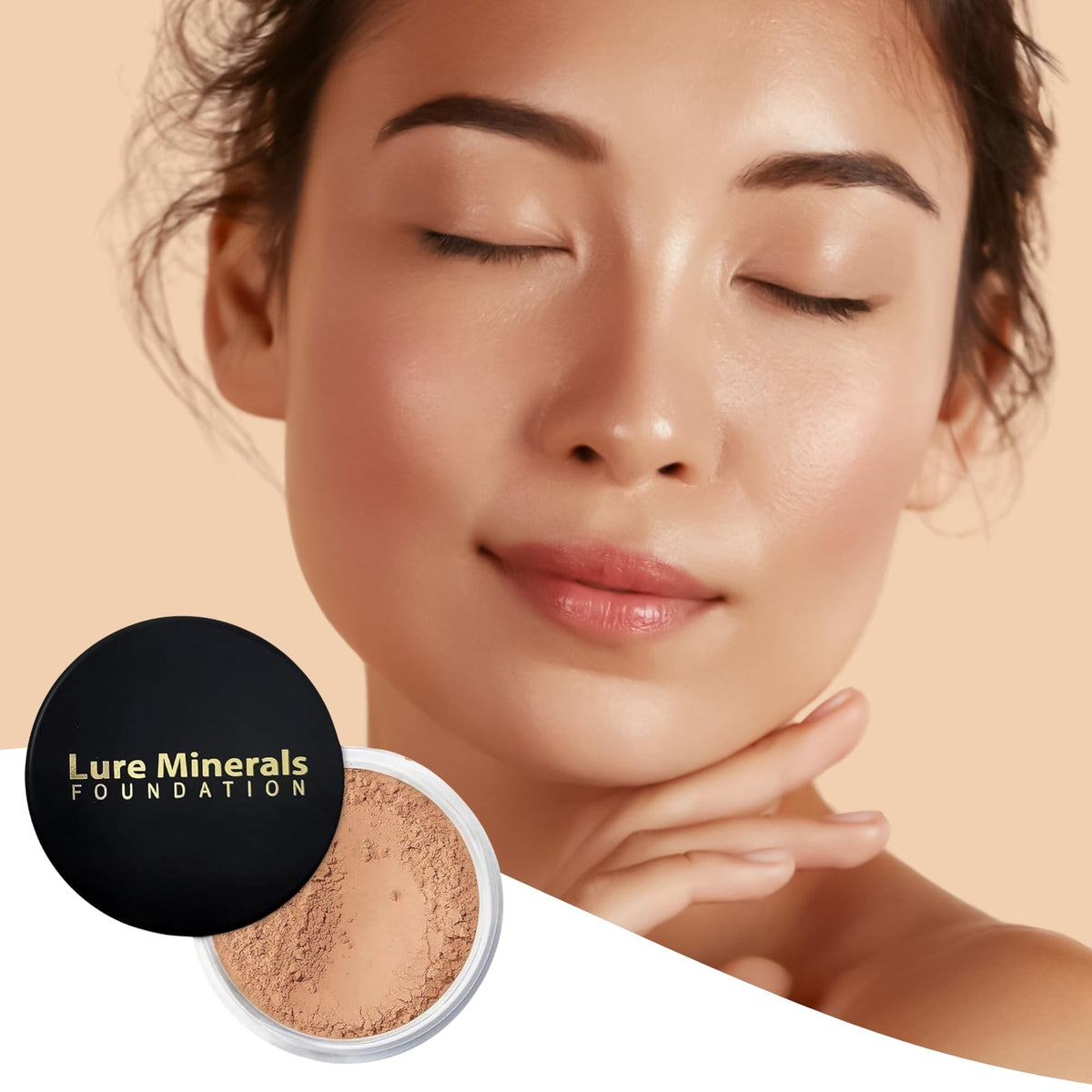 Pure Minerals lifestyle model wearing luminous finish demonstrating radiant skin
