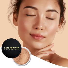 Pure Minerals lifestyle model wearing luminous finish demonstrating radiant skin
