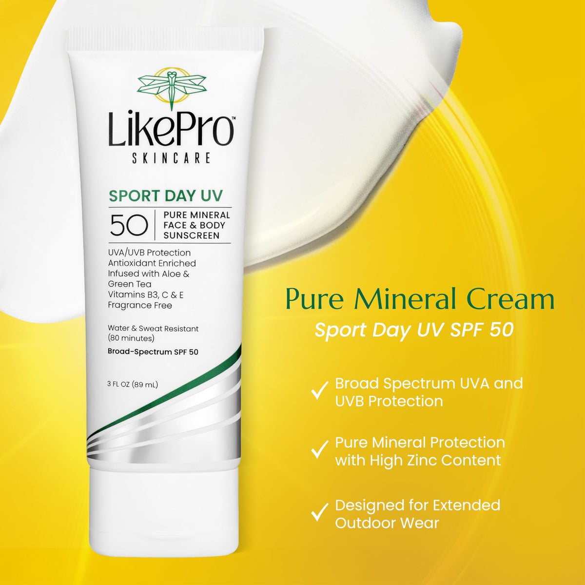 LikePro SKINCARE cream texture close-up showing non-greasy absorption