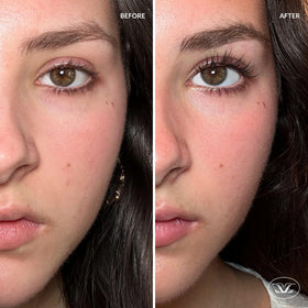 LiLash lashes before and after illustration demonstrating fuller-looking lashes