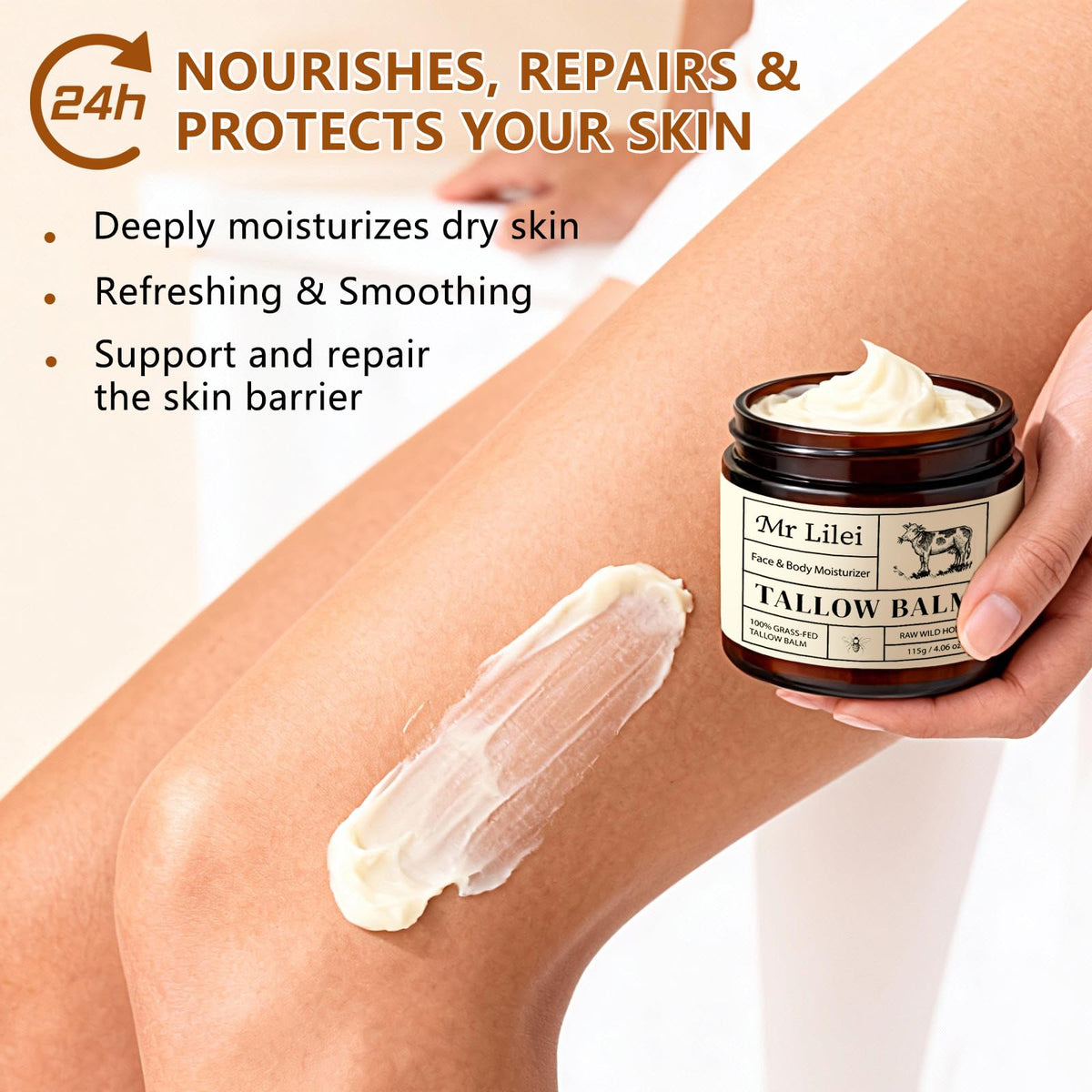 Lilei Beauty applying to hand demonstrating fast hydration and comfort