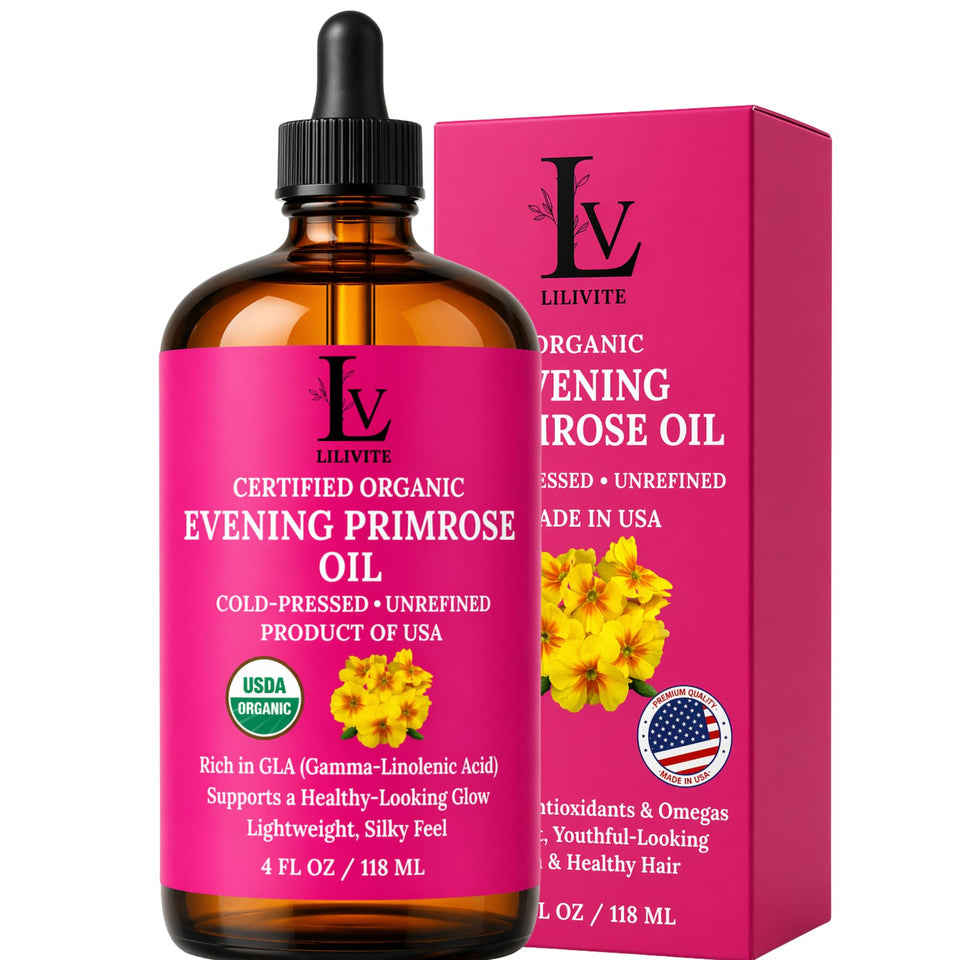 LILIVITE ORGANICS front label on amber 4 fl oz bottle showing product name and purity benefits