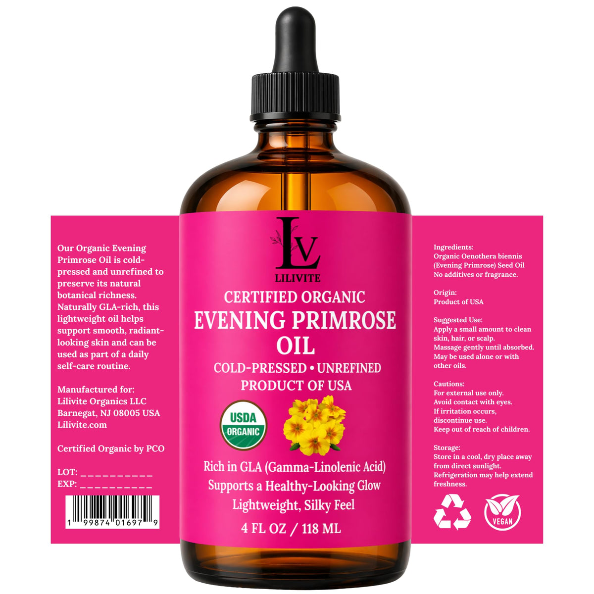 LILIVITE ORGANICS bottle staged in bathroom routine to show daily skincare use
