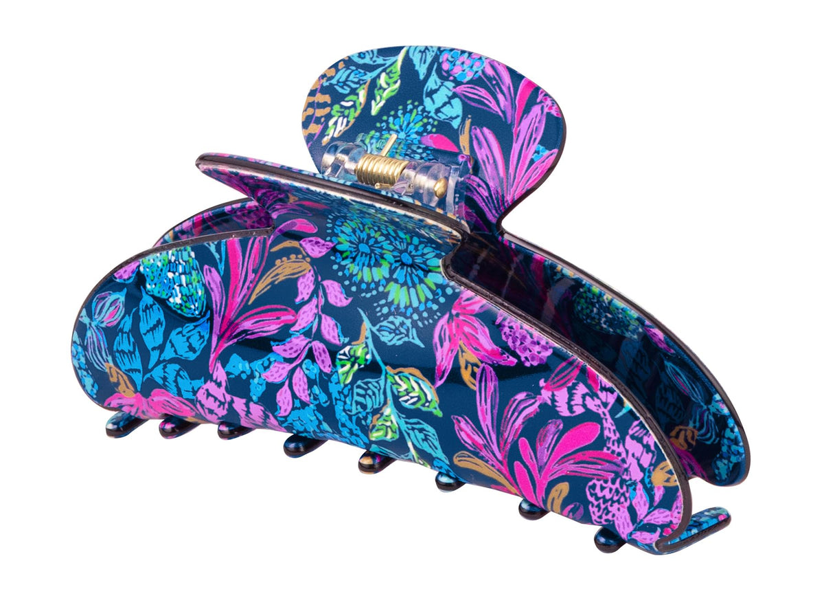 Lilly Pulitzer front view showing Calypso Coast print and secure hold