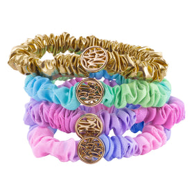 Lilly Pulitzer front packaging showing four mini scrunchies and brand appeal